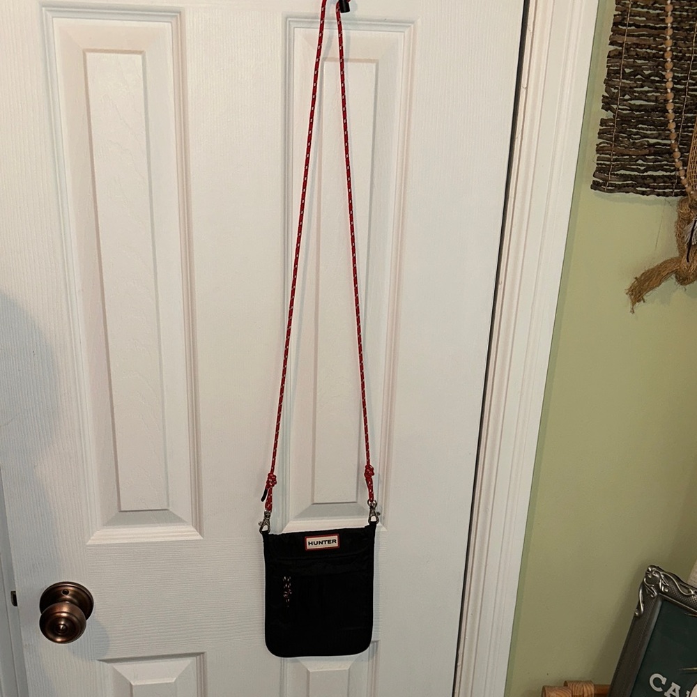 Hunter Black Mini Bag / Phone Pouch with Red Strap